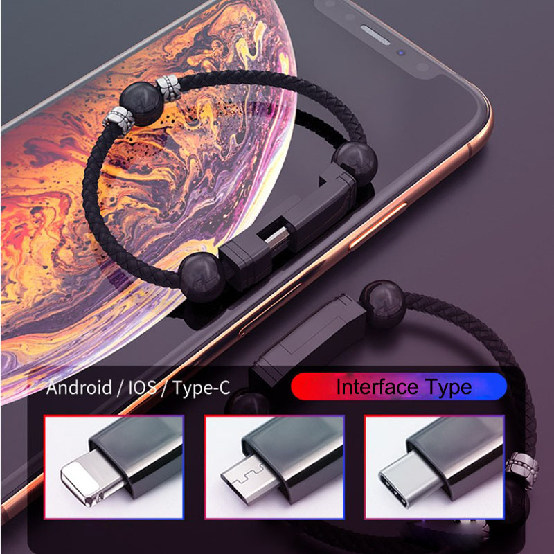 PowerBracelet Braided Leather Charging Cable & Wristband