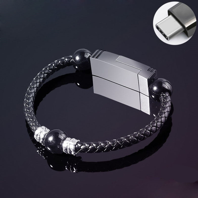 PowerBracelet Braided Leather Charging Cable & Wristband