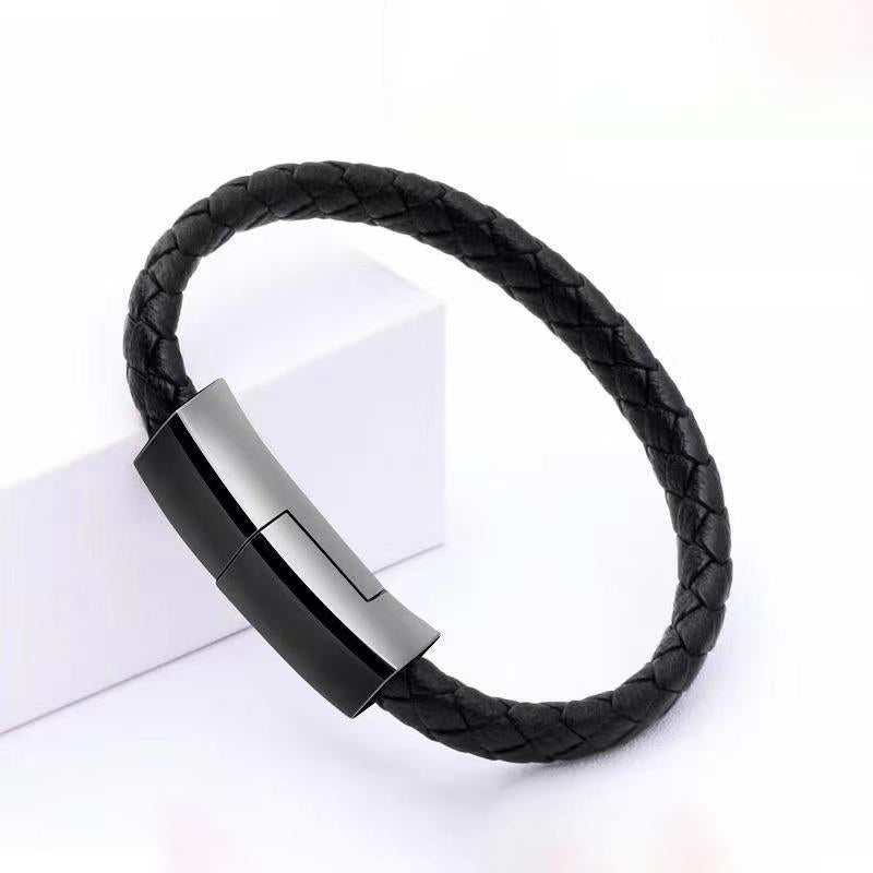 PowerBracelet Braided Leather Charging Cable & Wristband