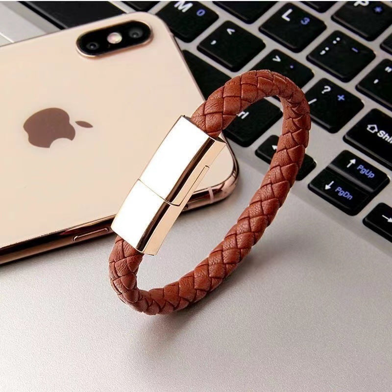 PowerBracelet Braided Leather Charging Cable & Wristband