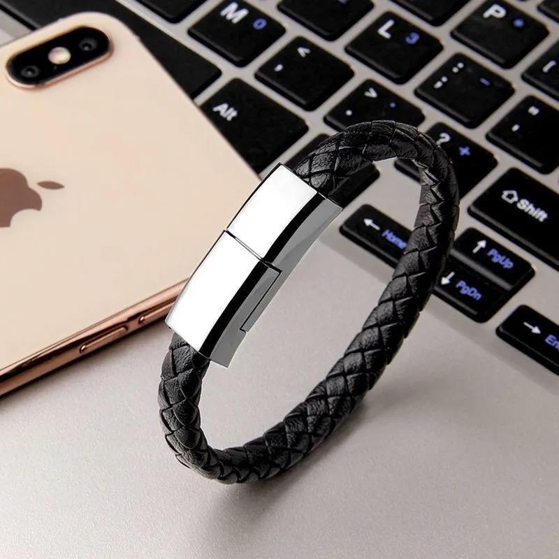 PowerBracelet Braided Leather Charging Cable & Wristband